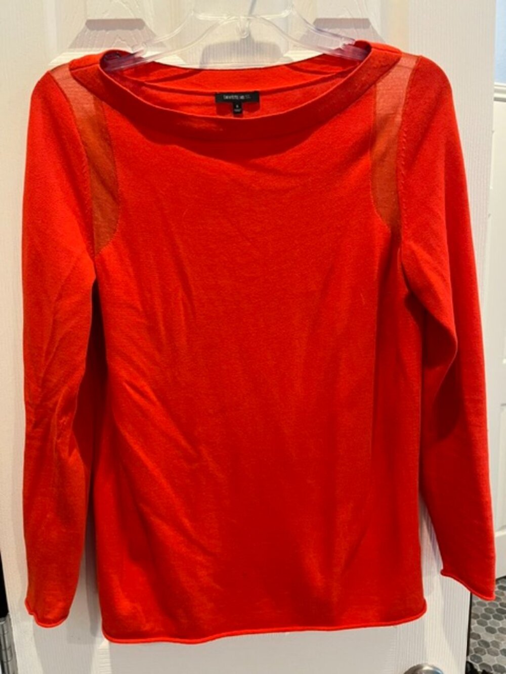 Lafayette 148 New York Orange Geometric Tweed Skirt &  Knit Top Set